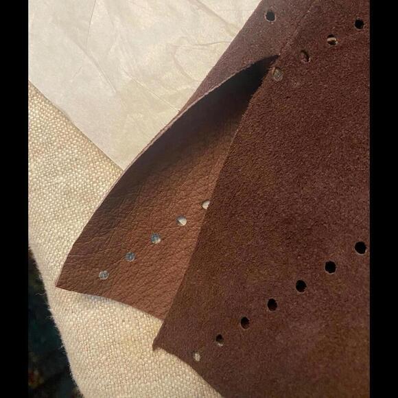 ecru  brown suede long sleeve top - Picture 8 of 14